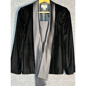VTG Talbots Petites Blazer Jacket Velvet Long Sleeve Black Womens Size 2P‎